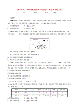 （淄博專版）2019屆中考歷史復習 第六單元 中國近代經(jīng)濟和社會生活、科技和思想文化檢測.doc