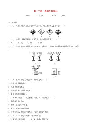 河北省2019年中考化學一輪復習 第十三講 燃料及其利用練習.doc