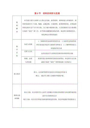 九年級科學上冊 第2章 物質轉化與材料利用 第6節(jié) 材料的利用與發(fā)展導學案（新版）浙教版.doc