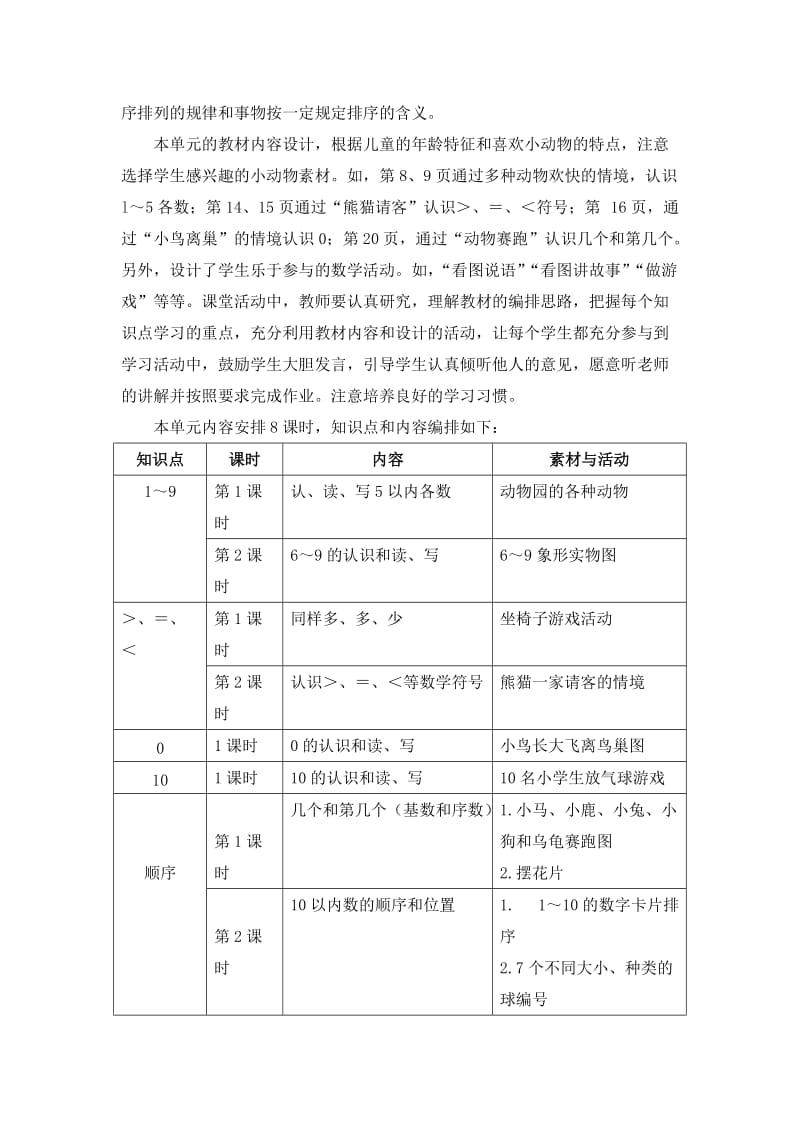 2019-2020年一年级上册第2单元《10以内数的认识》（10以内数的认识）教材内容说明.doc_第2页