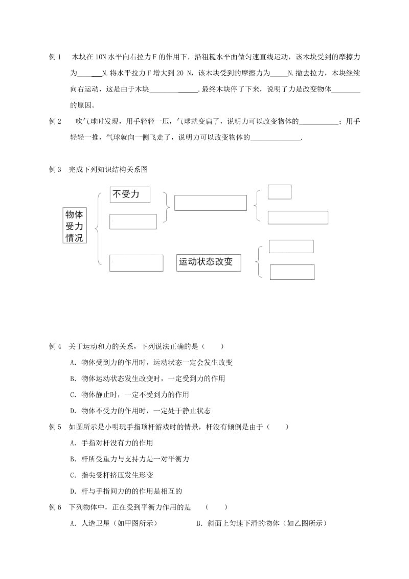 江苏省高邮市八年级物理下册 第九章 力与运动复习导学案（新版）苏科版.doc_第2页