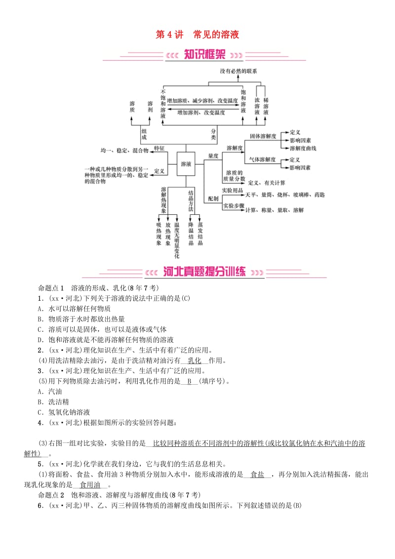 河北专版2019年中考化学复习主题一身边的化学物质第4讲常见的溶液练习.doc_第1页