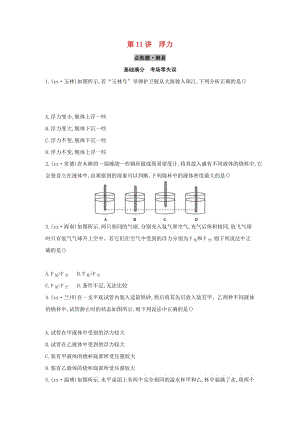 （云南專用）2019中考物理一輪復(fù)習(xí) 第四單元 力學(xué) 第11講 浮力習(xí)題.doc