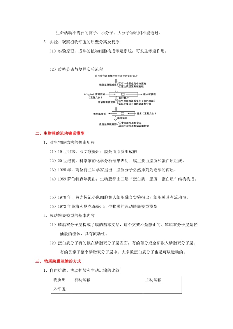 2019-2020年高考生物考点一遍过第2辑考点2细胞的物质输入和输出.doc_第2页