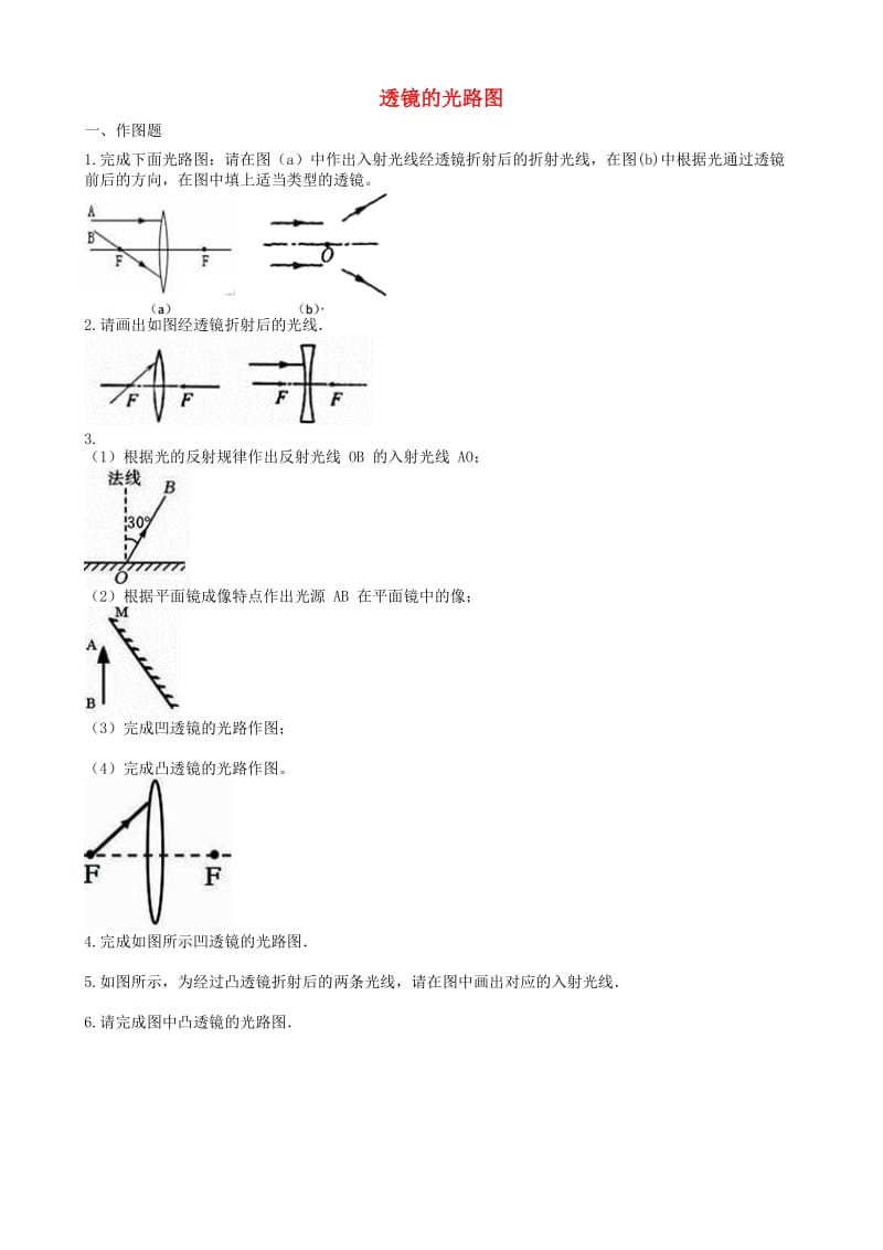 2019中考物理 知识点全突破系列 专题30 透镜的光路图.doc_第1页