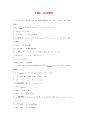 河南省2019中考英語復(fù)習(xí) 第二部分 語法專題過關(guān) 專題九 動詞的時態(tài)（考題幫）檢測.doc