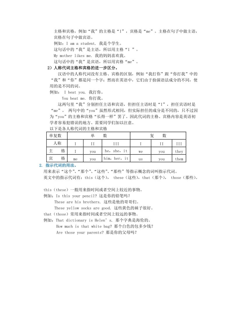 七年级英语上册 Module 2 My family be动词及人称代词和指示代词的用法 （新版）外研版.doc_第2页