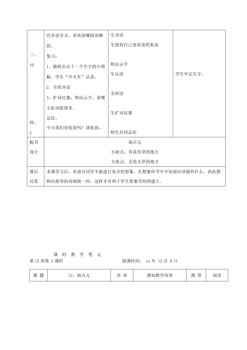 2019-2020年一年级语文上册 雨点儿-一次比一次有进步教案 人教新课标版.doc_第2页