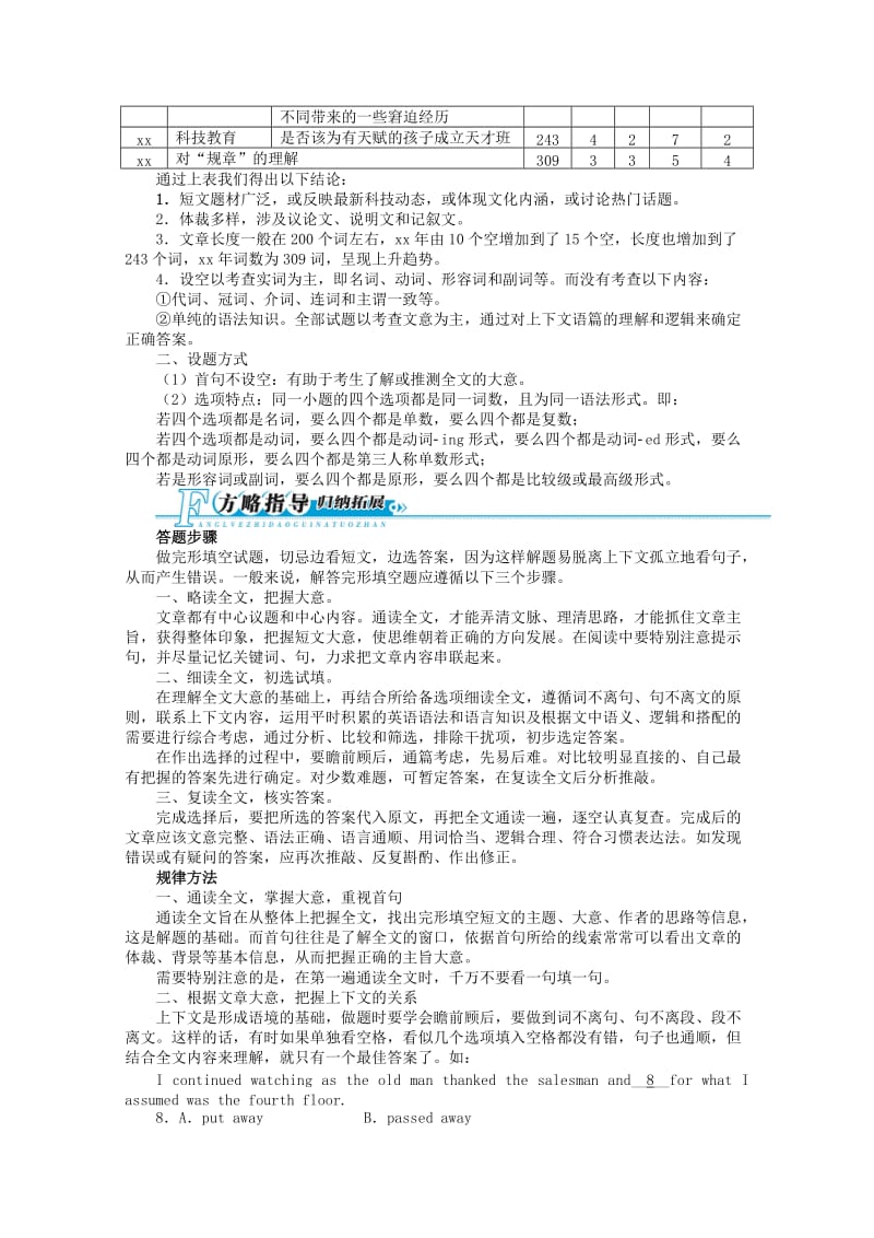 2019-2020年高考英语二轮复习 题型技法指导专题一 完形填空.doc_第2页