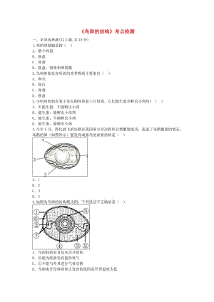 河南省永城市八年級(jí)生物下冊 7.1.4《鳥卵的結(jié)構(gòu)》考點(diǎn)檢測（新版）新人教版.doc