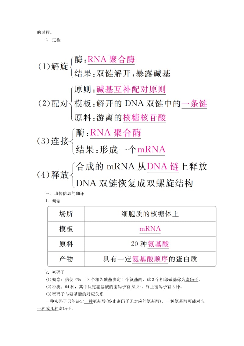 2019-2020年高考生物一轮复习第21讲基因的表达培优学案.doc_第2页