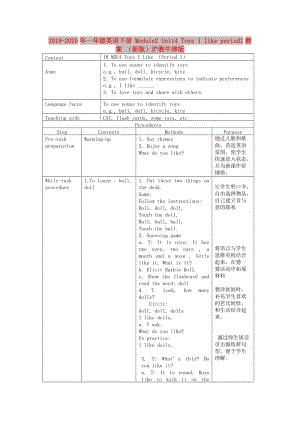 2019-2020年一年級(jí)英語下冊(cè) Module2 Unit4 Toys I like period1教案 （新版）滬教牛津版.doc