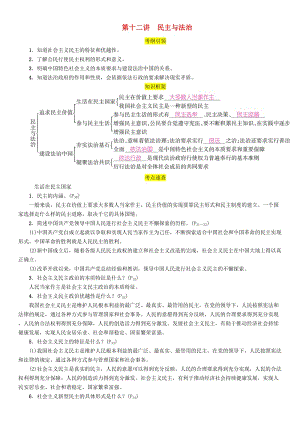 （貴陽(yáng)專版）2019屆中考道德與法治總復(fù)習(xí) 九上 第十二講 民主與法治習(xí)題.doc