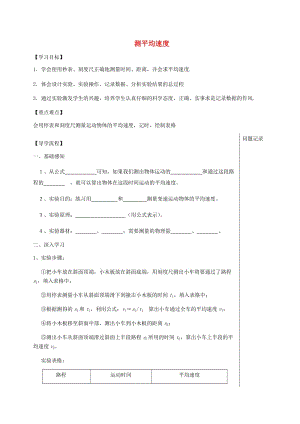 湖北省武漢市八年級物理上冊 1.4測平均速度導(dǎo)學(xué)提綱（新版）新人教版.doc