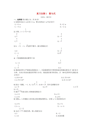 （安徽專版）九年級(jí)數(shù)學(xué)下冊(cè) 復(fù)習(xí)自測(cè)1 數(shù)與式習(xí)題 （新版）滬科版.doc