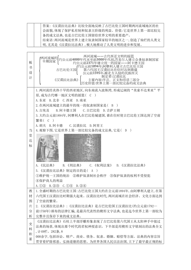 九年级历史上册 第一单元 亚非文明古国 第2课 古巴比伦王国教案 川教版.doc_第2页