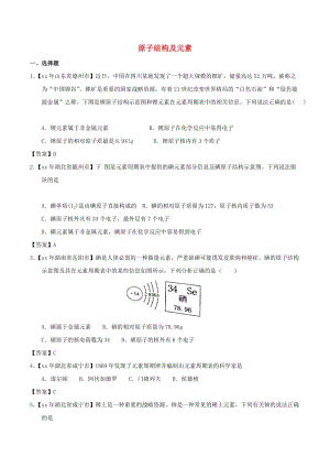 中考化學(xué)知識分類練習(xí)卷 原子結(jié)構(gòu)及元素.doc