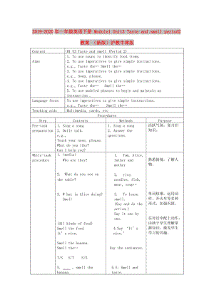 2019-2020年一年級(jí)英語(yǔ)下冊(cè) Module1 Unit3 Taste and smell period2教案 （新版）滬教牛津版.doc