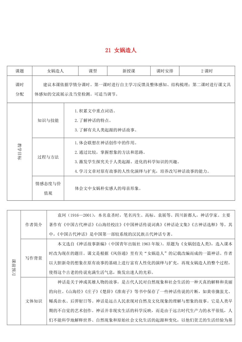 七年级语文上册 第六单元 21 女娲造人导学案 新人教版.doc_第1页