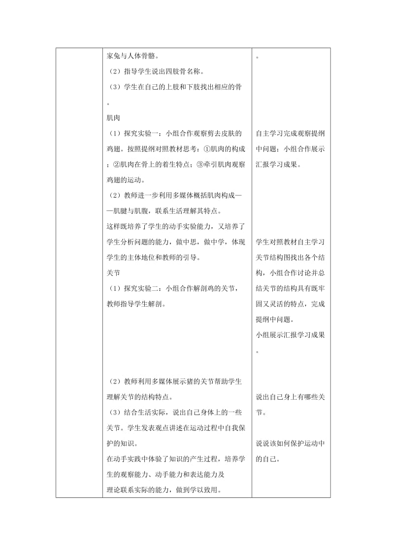 八年级生物上册 5.2.1《动物的运动》教案 （新版）新人教版.doc_第2页