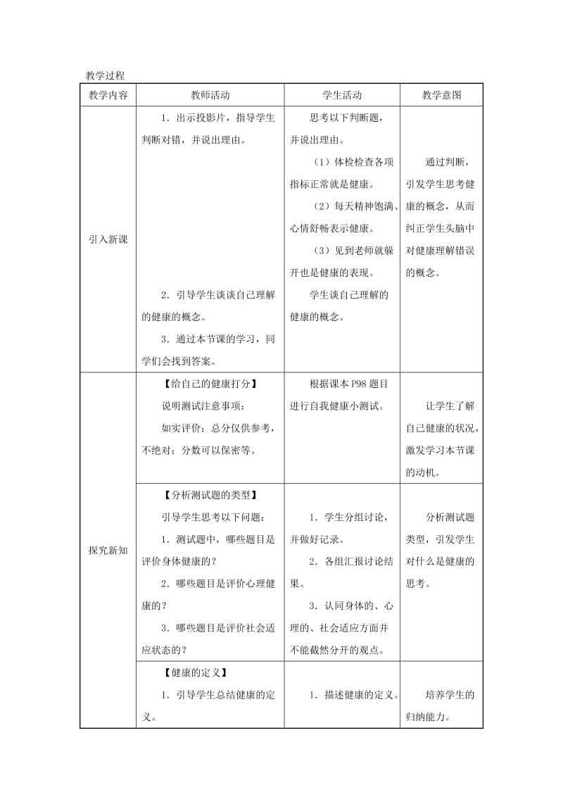 吉林省榆树市八年级生物下册 第八单元 第三章 第一节 评价自己的健康状况教案 （新版）新人教版.doc_第3页