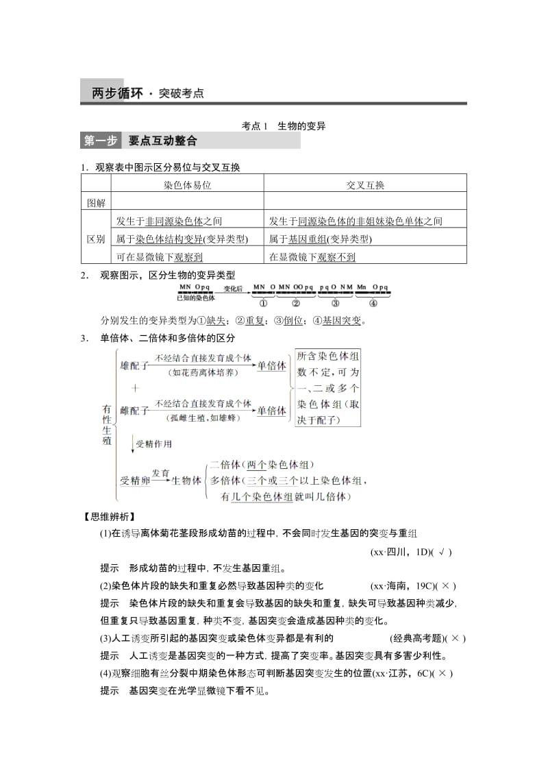 2019-2020年高考生物二轮专题突破专题四第3讲变异、育种和进化教学案.doc_第2页