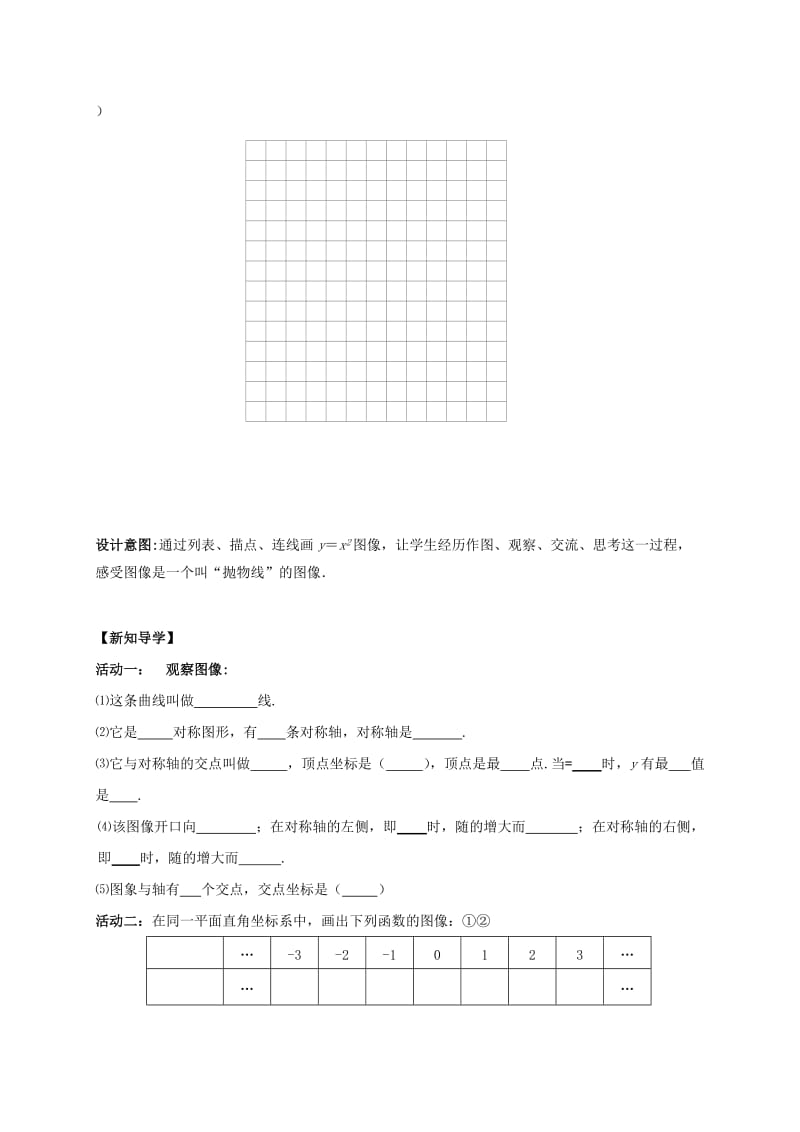 江苏省句容市九年级数学下册 第5章 二次函数 5.2 二次函数的图象和性质（1）学案（新版）苏科版.doc_第2页