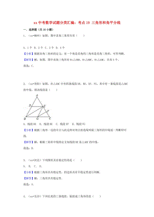 中考數(shù)學試題分類匯編 考點19 三角形和角平分線（含解析）.doc