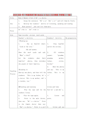 2019-2020年一年級英語下冊 Module 2 Unit 2(2)教案 外研版（一起）.doc