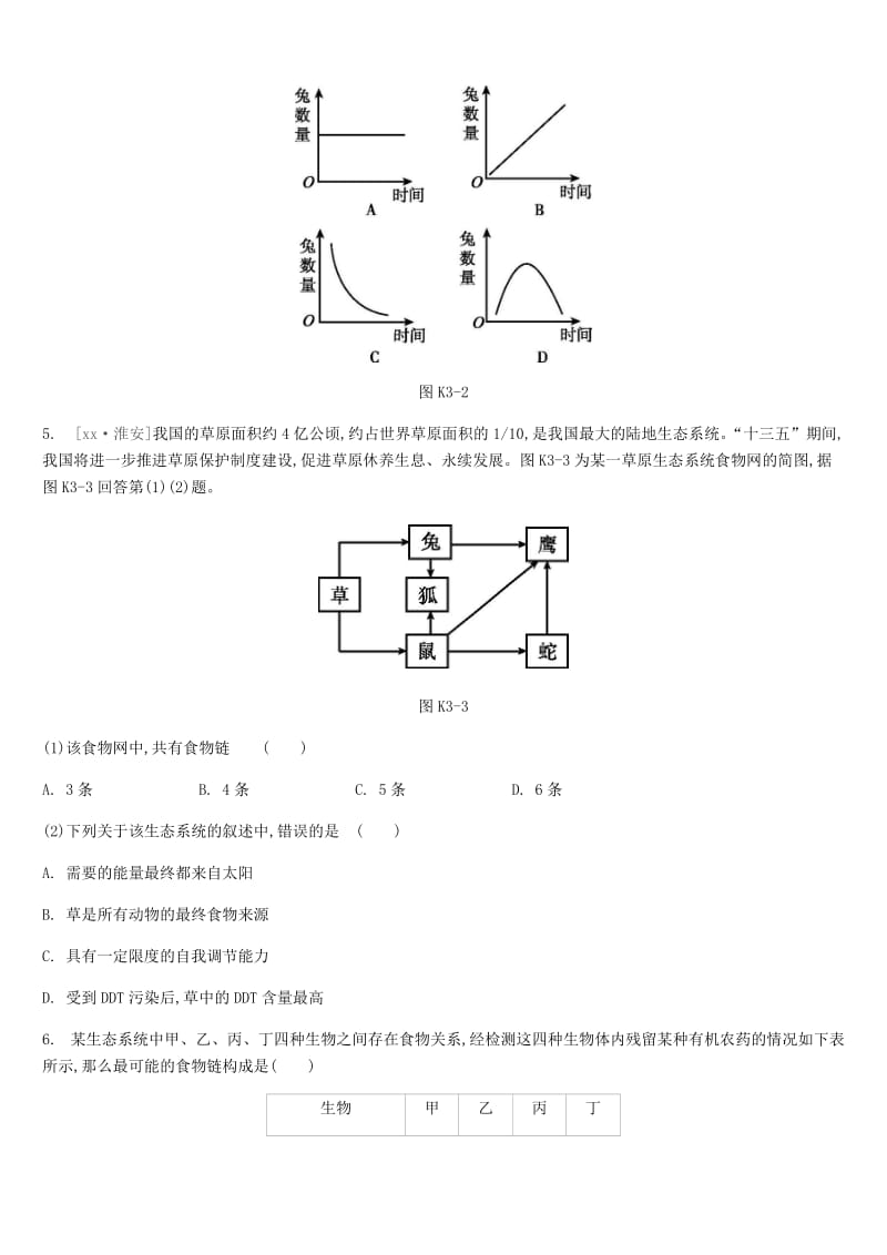 江苏省徐州市2019年中考生物复习 第二单元 生物与环境 课时训练03 生态系统与生物圈.doc_第2页