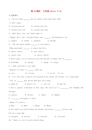 山東省濟(jì)南市2019年中考英語(yǔ)復(fù)習(xí) 第16課時(shí) 九全 Units 7-8同步練習(xí).doc