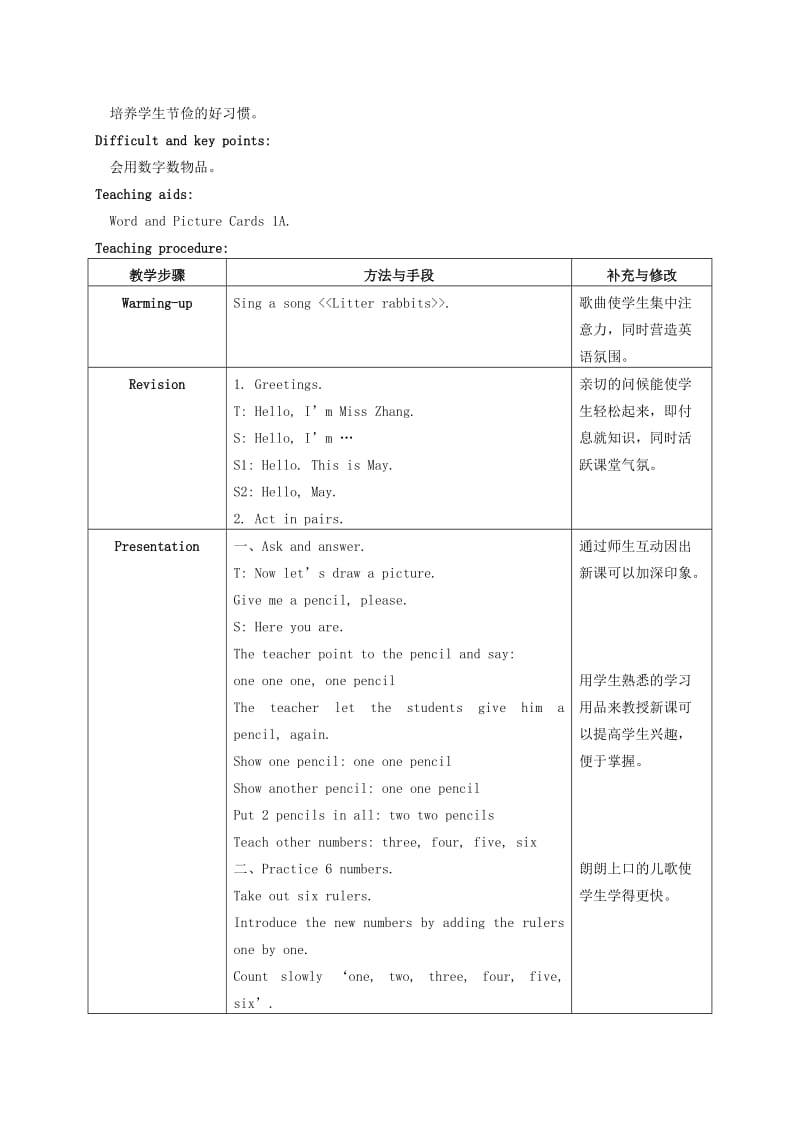 2019-2020年一年级英语上册 Unit 2(1) Period 2教案 沪教牛津版.doc_第3页