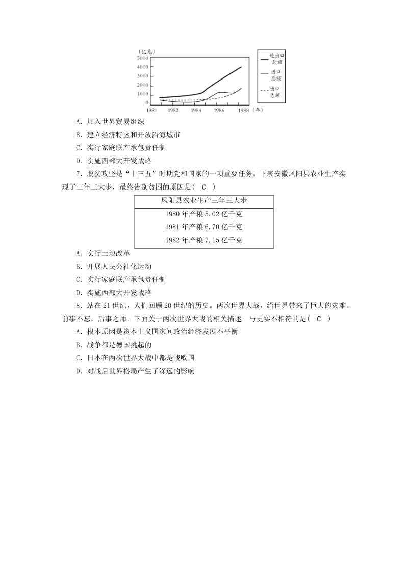 安徽省2019中考历史决胜三轮复习 第3部分 题型突破全辑 题型1 单项选择即时演练.doc_第2页