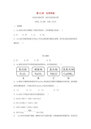 重慶市中考化學總復習 第一輪 基礎知識研究 第二單元 化學基本概念和原理 第12講 化學用語練習.doc