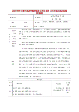 2019-2020年魯科版高中化學(xué)選修5 第2章第1節(jié) 有機(jī)化學(xué)反應(yīng)類型 教案.doc