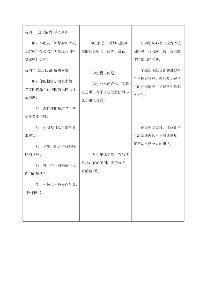 2019-2020年一年级数学下册 校园护绿第一课时教案 青岛版五年制.doc_第2页