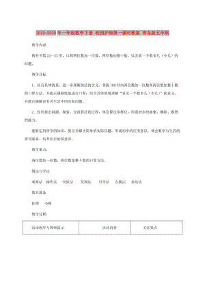 2019-2020年一年級(jí)數(shù)學(xué)下冊(cè) 校園護(hù)綠第一課時(shí)教案 青島版五年制.doc