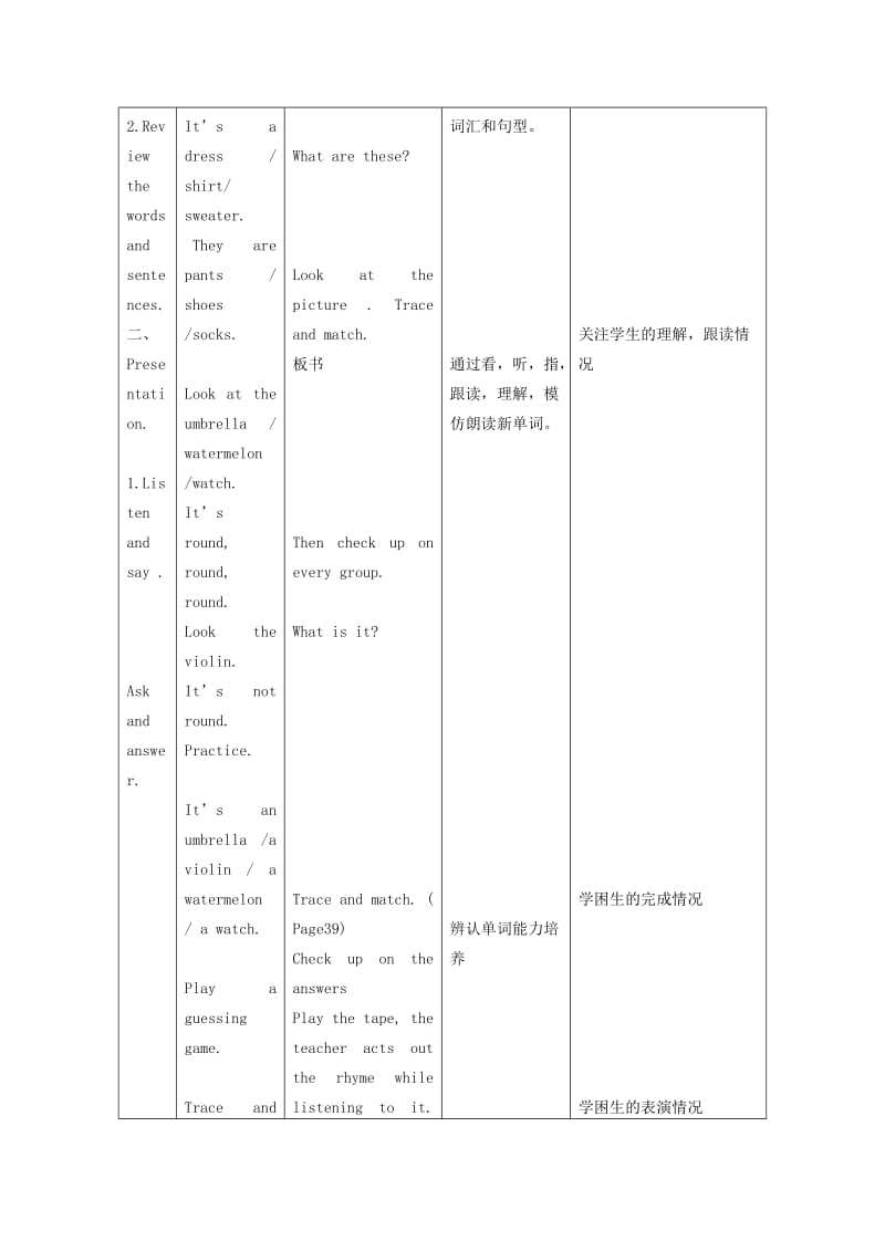 2019-2020年一年级英语下册 Unit 11clothes 第三课时教案 北师大版.doc_第2页