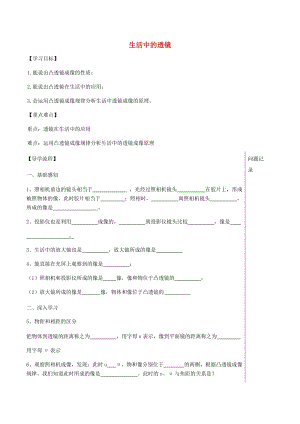 湖北省武漢市八年級物理上冊 5.2 生活中的透鏡導(dǎo)學(xué)提綱（新版）新人教版.doc