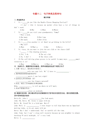 陜西省2019年中考英語總復習 專題十二 句子種類及簡單句滿分突破試題（含解析）.doc