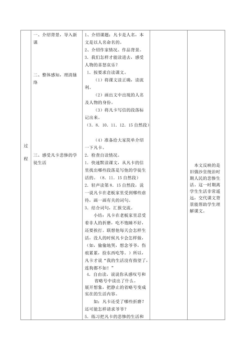 2019年(秋)六年级语文上册《凡卡》教学设计 沪教版.doc_第2页