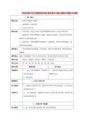 2019-2020年二年級音樂下冊 春天來了（第一課時(shí)）教案 人音版.doc