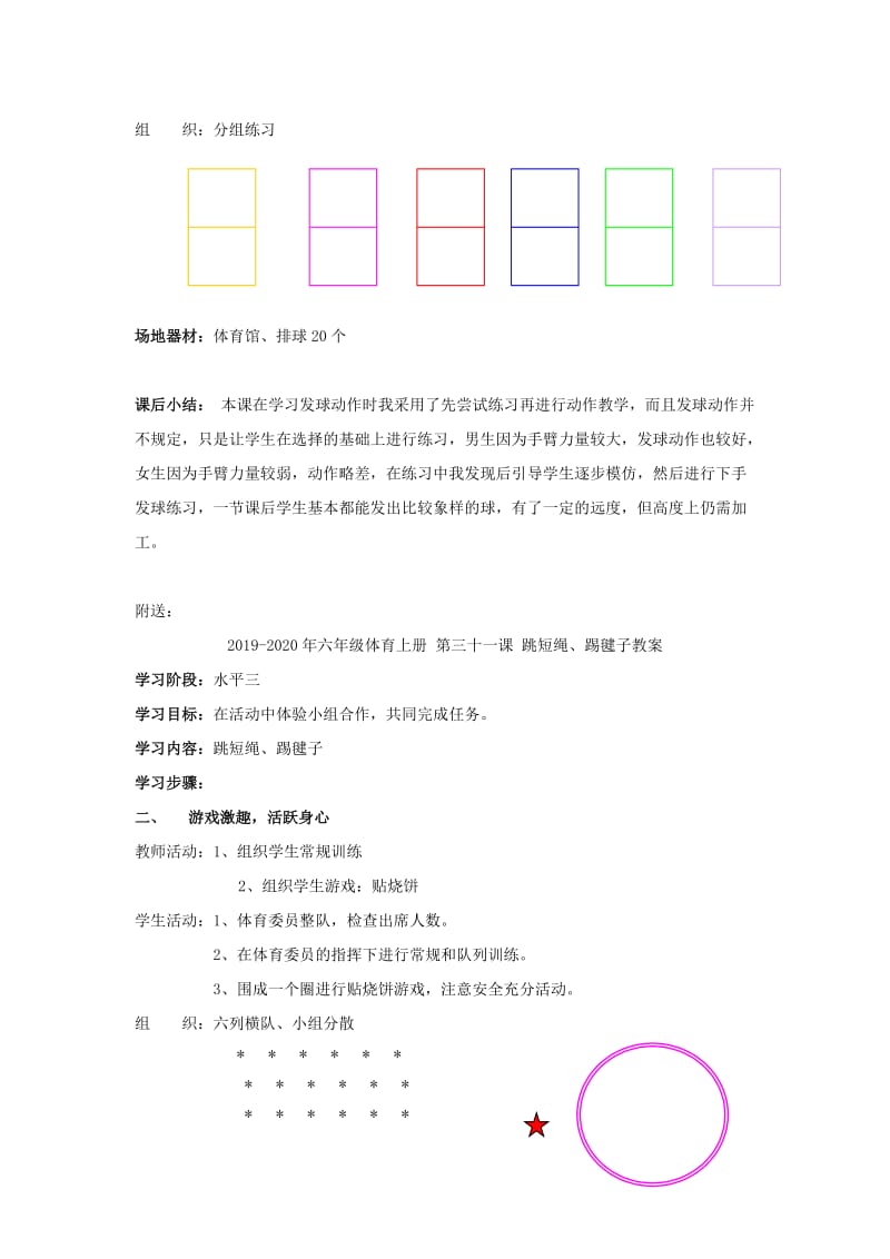 2019-2020年六年级体育上册 第七课 小排球发球教案.doc_第2页