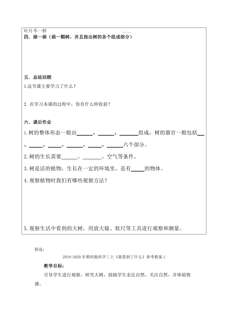 2019-2020年教科版科学三上《我看到了什么》《校园的树木》辅导讲义.doc_第3页