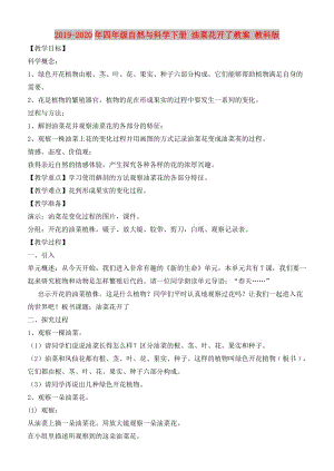 2019-2020年四年級(jí)自然與科學(xué)下冊(cè) 油菜花開了教案 教科版.doc