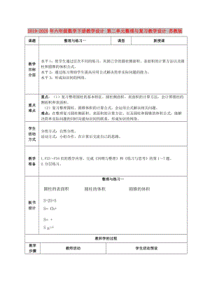 2019-2020年六年級數學下冊教學設計 第二單元整理與復習教學設計 蘇教版.doc