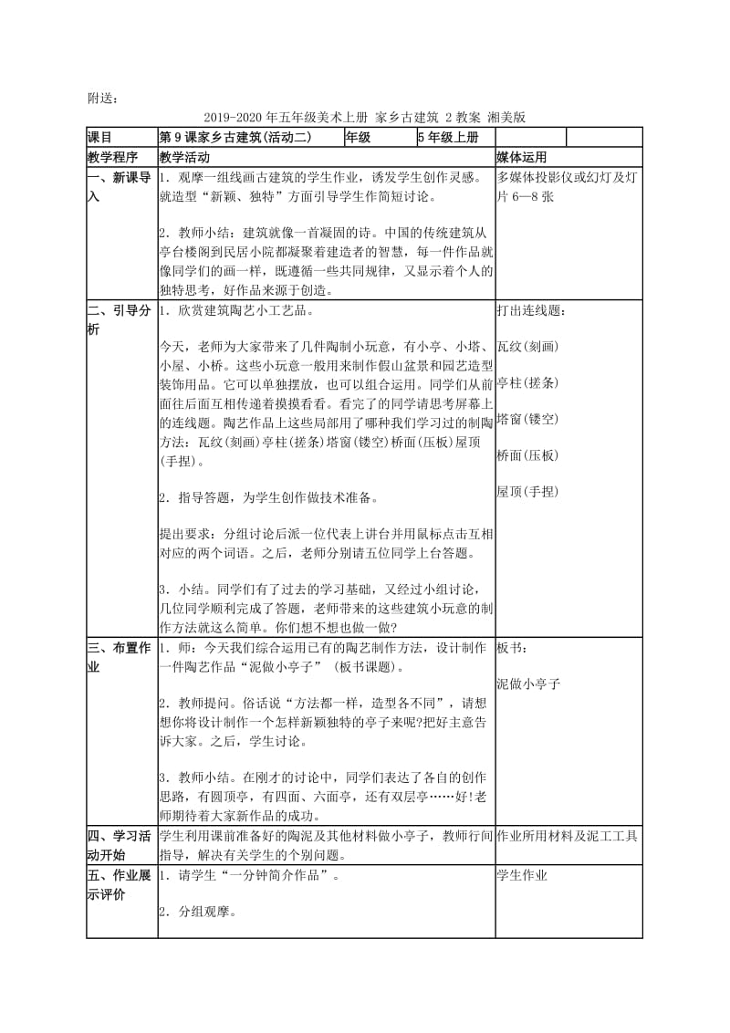 2019-2020年五年级美术上册 家乡古建筑 1教案 湘美版.doc_第2页