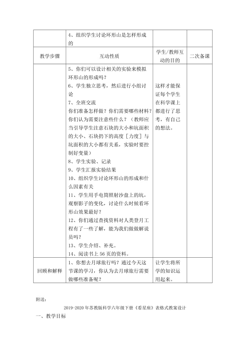 2019-2020年苏教版科学六年级下册《登月之旅》表格式教案设计.doc_第3页