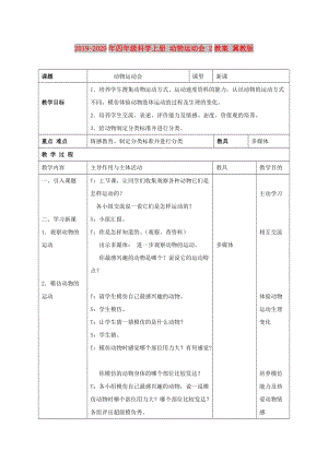 2019-2020年四年級科學(xué)上冊 動物運動會 2教案 冀教版.doc