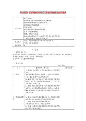 2019-2020年蘇教版科學(xué)六上《地球的表面》表格式教案.doc